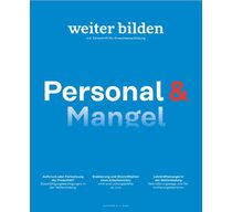 Blaues Zeitschriftencover mit weißem Titel "Personal & Mangel"