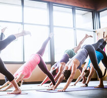 Yogagruppe auf Matten