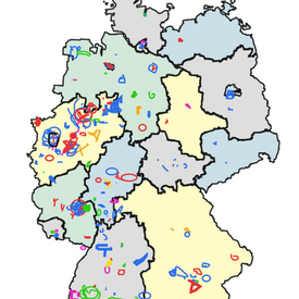 Interaktive Karte mit eingezeichneten Wohnorten der Teilnehmenden der BAK ELW 2020