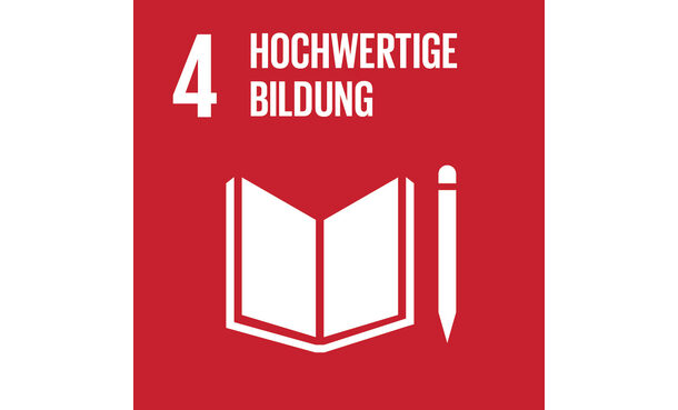 Logo des 4. globalen Ziels für nachhaltige Entwicklung "Hochwertige Bildung"