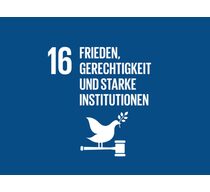 Logo des 16. globalen Ziels für nachhaltige Entwicklung "Frieden, Gerechtigkeit und starke Institutionen"