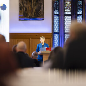 DVV-Präsidentin Annegret Kramp-Karrenbauer spricht vor der Mitgliederversammlung in Nürnberg