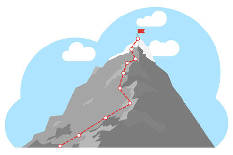Grafik eines Berges mit Route zur Spitze