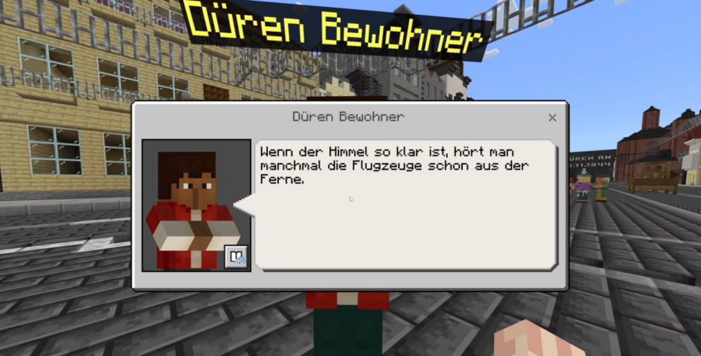Screenshot Minecraft zerstörtes Düren vhs Rur-Eifel