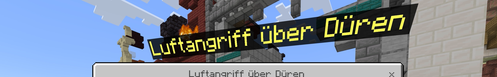 Screenshot Minecraft zerstörtes Düren Erläuterung Luftangriff