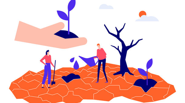Drought and crop failure - modern colorful flat design style illustration