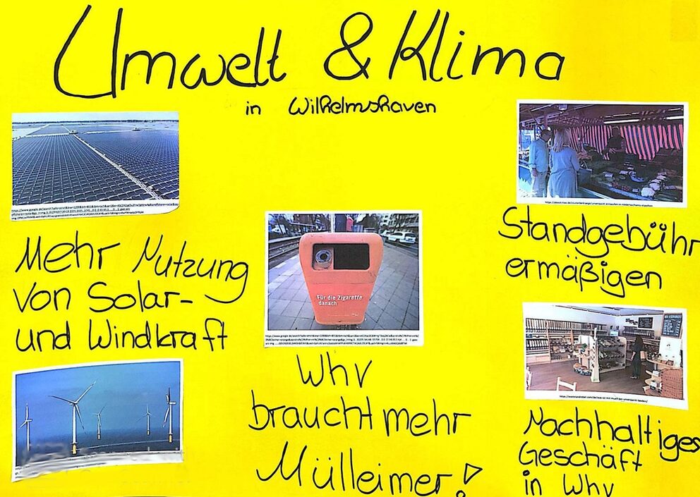 Plakat, das die Teilnehmenden im Rahmen der Zukunftswerkstatt an der vhs Wilhelmshaven gestaltet haben.