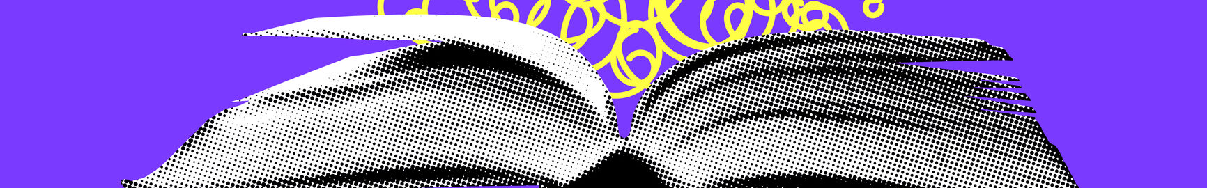 Concept of creativity and imagination. Halftone rocket launches from book