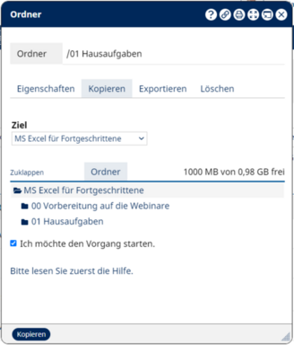 Ordner kopieren in der vhs.cloud
