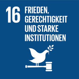 Logo des 16. globalen Ziels für nachhaltige Entwicklung "Frieden, Gerechtigkeit und starke Institutionen"