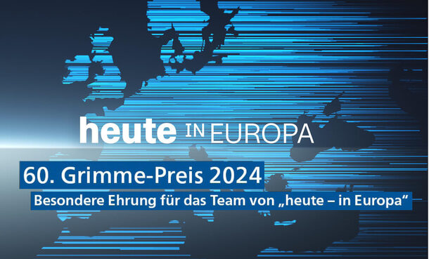 Banner: Heute in Europa - 60. Grimme-Preis 2024 Besondere Ehrung des DVV für das Team von "heute - in Europa"