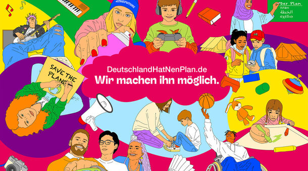 Bunte Collage aus Comicfiguren