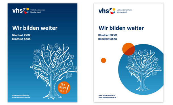 Zwei Plakat-Varianten aus dem vhs-Markenpaket mit dem Keyvisual Baum
