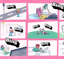 Comic-Strips auf pinkfarbenem Grund