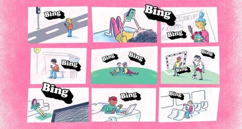 Comic-Strips auf pinkfarbenem Grund