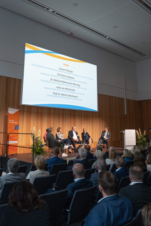 Blick auf das Podium des Deutschen Weiterbildungstags 2025