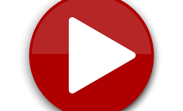 Red play button. Website icon symbol. Vector web button. Stock image. EPS 10.